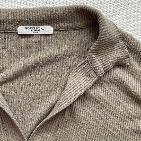 Project Social T Zoey Brushed Ribbed Collar Shirt - Picture 2 of 4